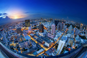 обоя города, бангкок , таиланд, дома, ночь, огни, панорама, bangkok