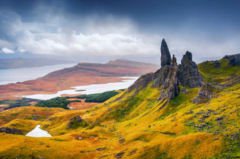 Картинка природа горы шотландия область хайленд осень the storr полуостров trotternish скалы