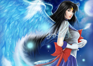 Картинка аниме sailor+moon перья банты крылья девушка sailor saturn перчатки арт bishoujo senshi moon tiodpraz