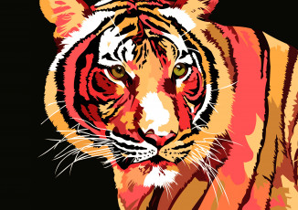 Картинка векторная+графика животные+ animals фон тигр