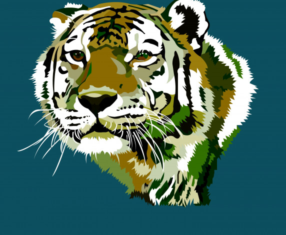 Обои картинки фото векторная графика, животные , animals, фон, тигр