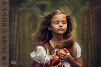 Картинка календари дети яблоко девочка 2018