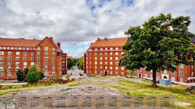 Обои картинки фото finland helsinki, календари, города, дерево, облака, здание, 2018