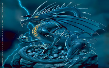 Картинка календари фэнтези дракон 2019 calendar синий молния череп