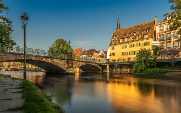 Картинка города страсбург+ франция канал мост фонарь дома