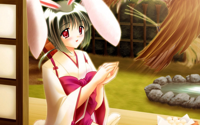 Обои картинки фото seishun buta yaro wa bunny, аниме, seishun buta yarou wa bunny girl senpai no yume wo minai, девушка, ушки, двор
