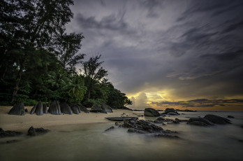 Картинка природа тропики океан тучи пальмы пляж