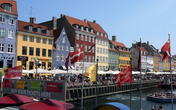 Картинка города копенгаген+ дания флаги дома набережная