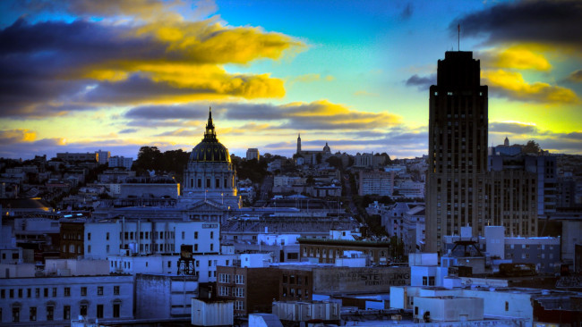 Обои картинки фото города, сан-франциско , сша, облака, панорама