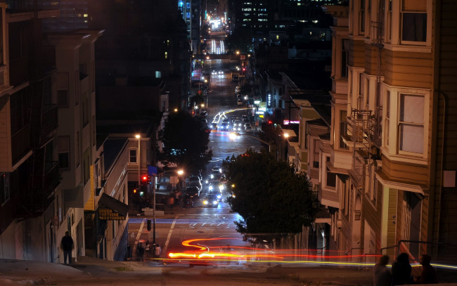 Обои картинки фото города, сан-франциско , сша, вечер, улица