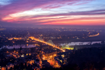 Картинка города дрезден+ германия ночь панорама облака огни