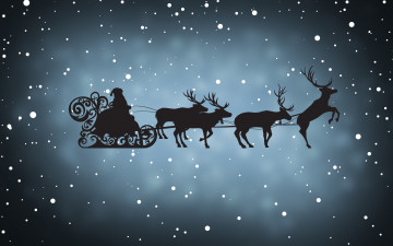 Картинка праздничные векторная+графика+ новый+год минимализм зима санта-клаус рождество сани олени снежинки санта фон новый год праздник снег тень клаус