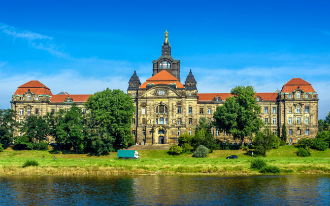 Обои картинки фото города, дрезден , германия, дворец, река