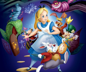 обоя мультфильмы, alice in wonderland, алиса, в, стране, чудес, мультфильм, уолт, дисней, персонаж