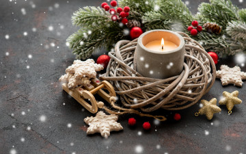 Картинка праздничные новогодние+свечи свеча гнездо елка
