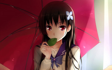 Картинка аниме sankarea девочка лист зонт