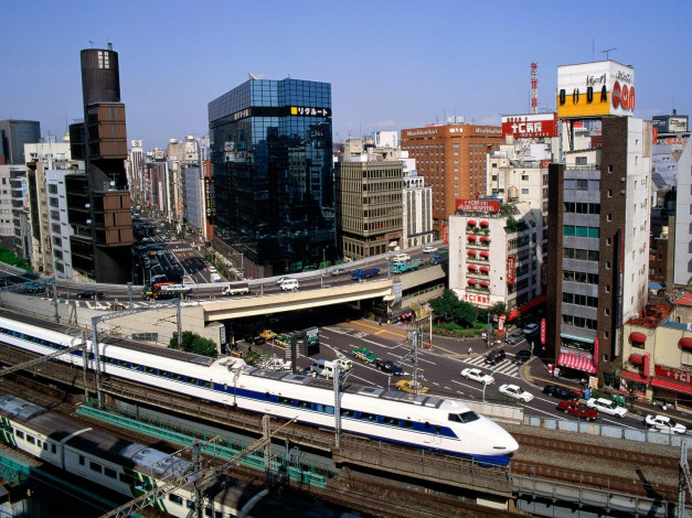 Обои картинки фото bullet, train, ginza, district, tokyo, города, токио, Япония