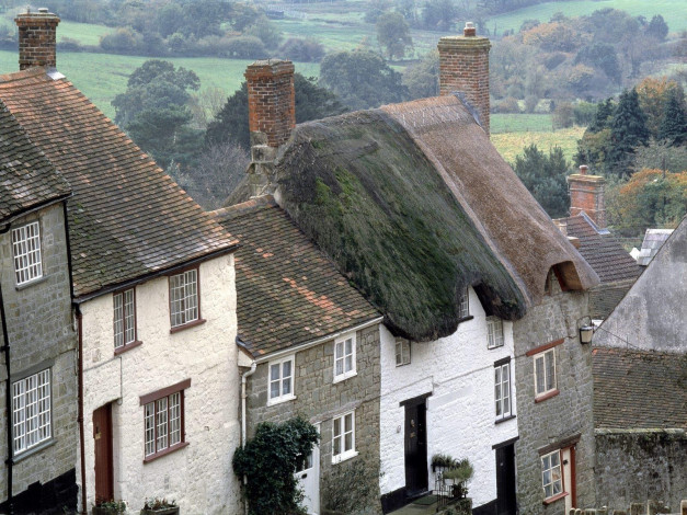 Обои картинки фото cottages, shaftsbury, dorset, england, города, здания, дома