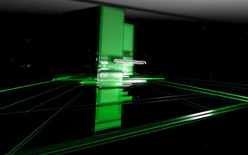 Картинка 3д графика abstract абстракции зеленый черный пластины