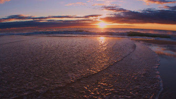 Картинка природа восходы закаты прибой море берег закат