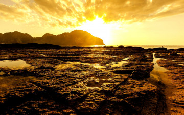Картинка природа восходы закаты рассвет лужи скалы океан побережье