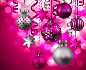 обоя праздничные, векторная графика , новый год, рождество, шарик, праздник, звезда, украшения