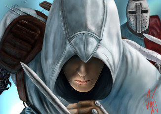Картинка видео+игры assassin`s+creed доспехи арт игра лицо оружие altair assassins creed