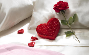 Картинка праздничные день+святого+валентина +сердечки +любовь сердечки конфеты роза