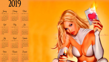 Картинка календари фэнтези зажигалка девушка сердце взгляд