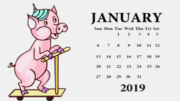 Картинка календари рисованные +векторная+графика поросенок свинья шапка