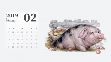 Картинка календари рисованные +векторная+графика забор поросенок яблоки свинья
