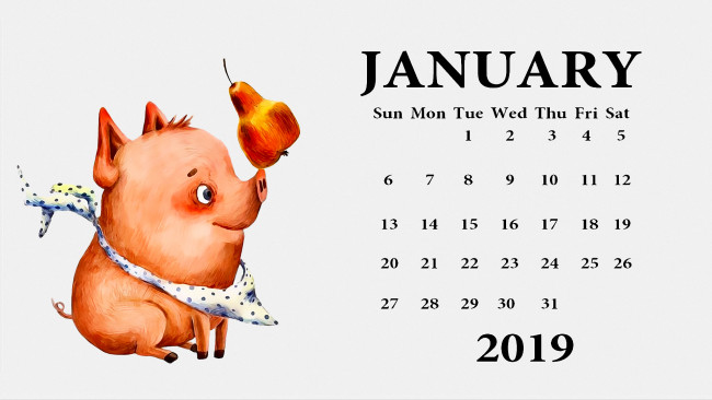 Обои картинки фото календари, рисованные,  векторная графика, поросенок, фрукт, свинья, груша