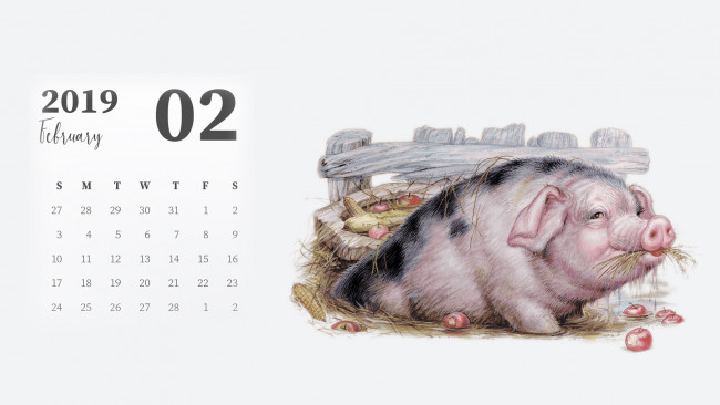 Обои картинки фото календари, рисованные,  векторная графика, забор, поросенок, яблоки, свинья
