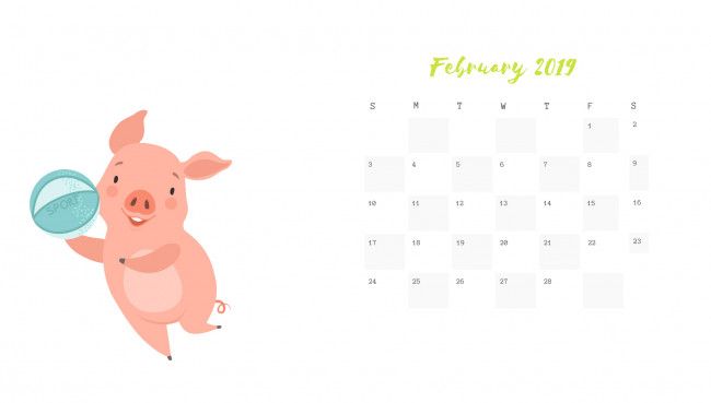 Обои картинки фото календари, рисованные,  векторная графика, поросенок, свинья, мяч