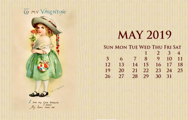 Обои картинки фото календари, рисованные,  векторная графика, цветок, шляпа, девочка