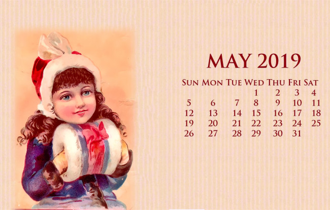 Обои картинки фото календари, рисованные,  векторная графика, муфта, шапка, девочка