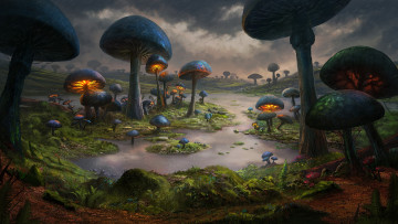 Картинка фэнтези иные+миры +иные+времена сказочное место грибы