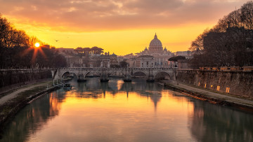 Картинка города рим +ватикан+ италия закат канал