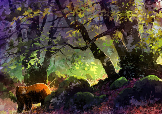 Картинка рисованное животные +медведи лес медведь