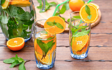 Картинка еда напитки базилик напиток апельсины