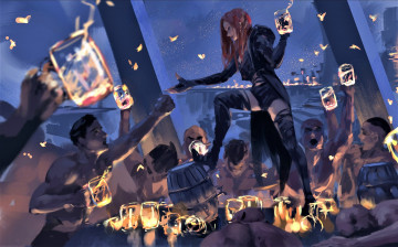Картинка фэнтези _ghost+blade+ +призрачный+клинок девушка бар кружки люди