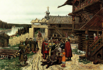 Картинка двор+удельного+князя рисованное аполлинарий+васнецов люди князь дома