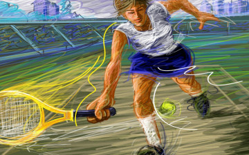 Картинка рисованное люди девушка теннис