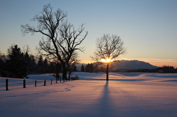 Картинка природа восходы закаты закат зима поле небо