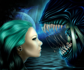 Картинка девушка+и+Чужой фэнтези красавицы+и+чудовища девушка alien чужой