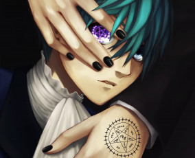Картинка аниме kuroshitsuji темный дворецкий лицо глаз рука сиэль