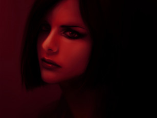 Картинка фэнтези девушки лицо девушка красный фон портрет брюнетка