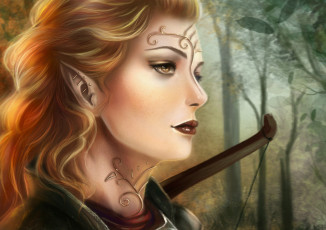 Картинка фэнтези эльфы эльфийка девушка лицо рисованная