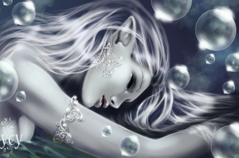 Картинка фэнтези эльфы эльфийка спит пузырьки украшения