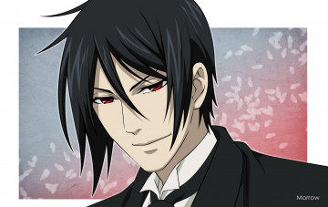 Картинка аниме kuroshitsuji взгляд себастьян темный дворецкий парень портрет